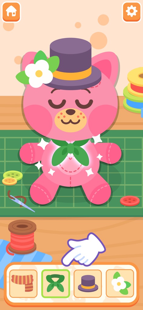 Mother Simulator - Baby Care - This tool extends creativity beyond baby care, demonstrating the customization of a teddy bear with accessories such as a hat and a bow.