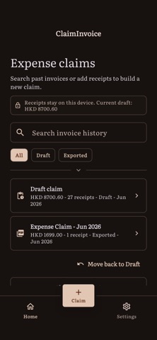 ClaimInvoice: Receipt Claims Screenshot 1 of 5