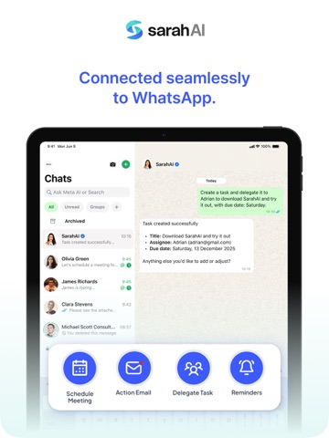 SarahAI Executive Assistant iPad screenshot