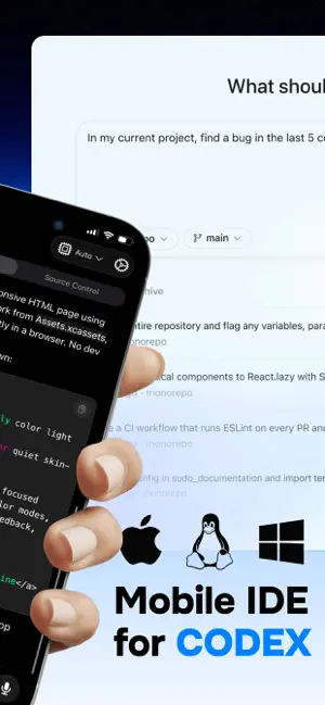 Mobile IDE for Codex AI GPT iPhone screenshot 2