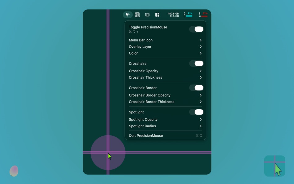 #5. PrecisionMouse (macOS) Podle: Juan Mario Osorio