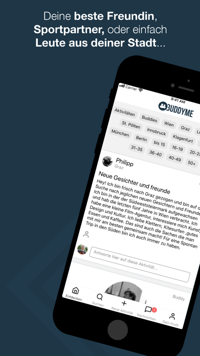 Screenshot #1 pour BuddyMe - Finde neue Freunde!