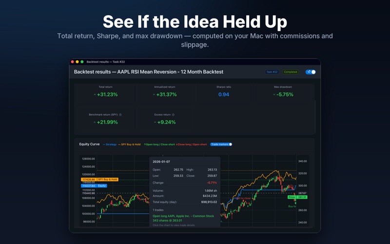 CloudArc-Stock Backtest Alerts iPhone screenshot