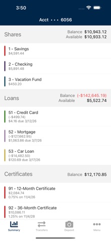 Ozark Federal Credit Union iPhone screenshot
