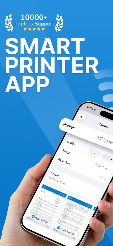 HP Smart Printer App − iPrint - La aplicación permite a los usuarios seleccionar fácilmente impresoras compatibles con AirPrint y ajustar la configuración de impresión, como el número de copias y el tamaño del papel, para una experiencia personalizada.