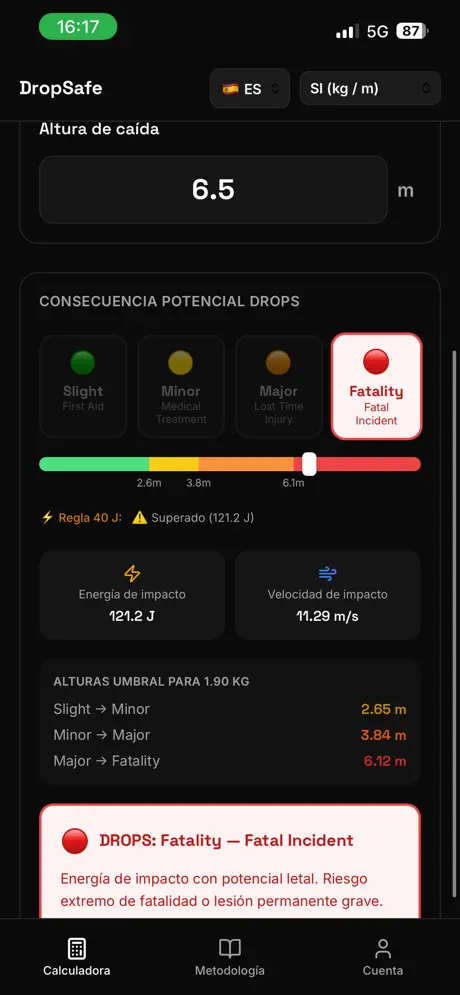 DropSafe Calculator screenshot 2