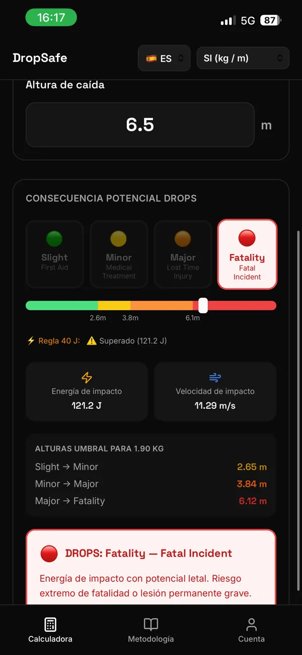 Screenshot #2 pour DropSafe Calculator