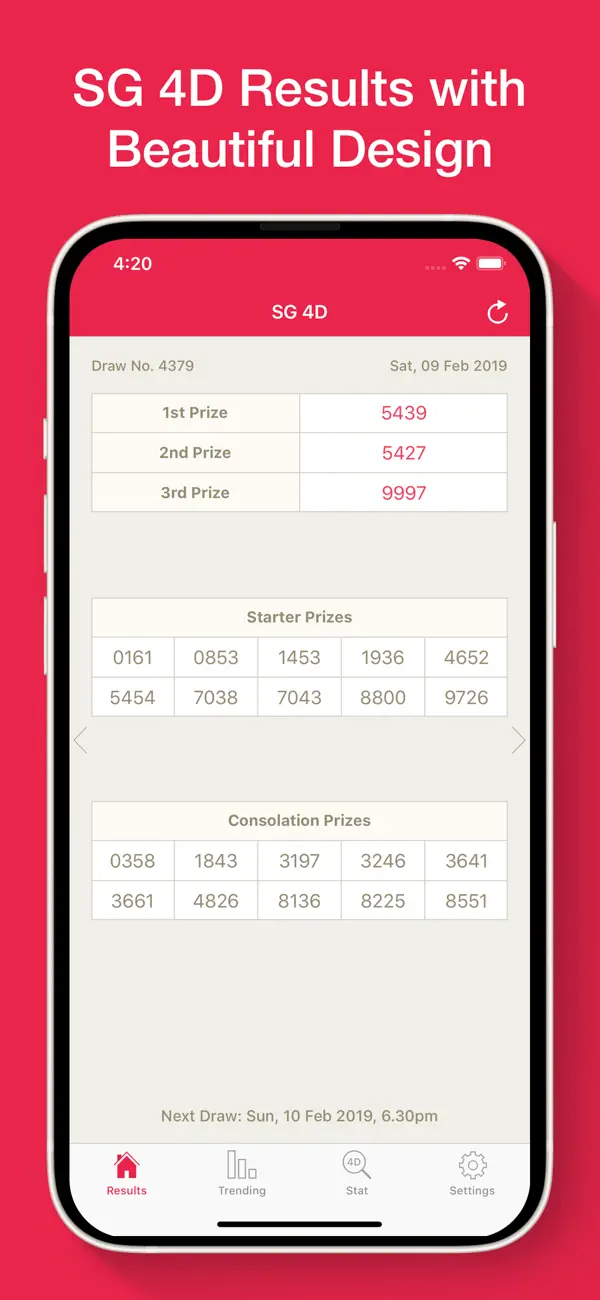 Screenshot #1 pour SG 4D Results