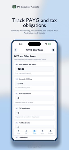 AI BAS Calculator Australia Screenshot 3 of 5