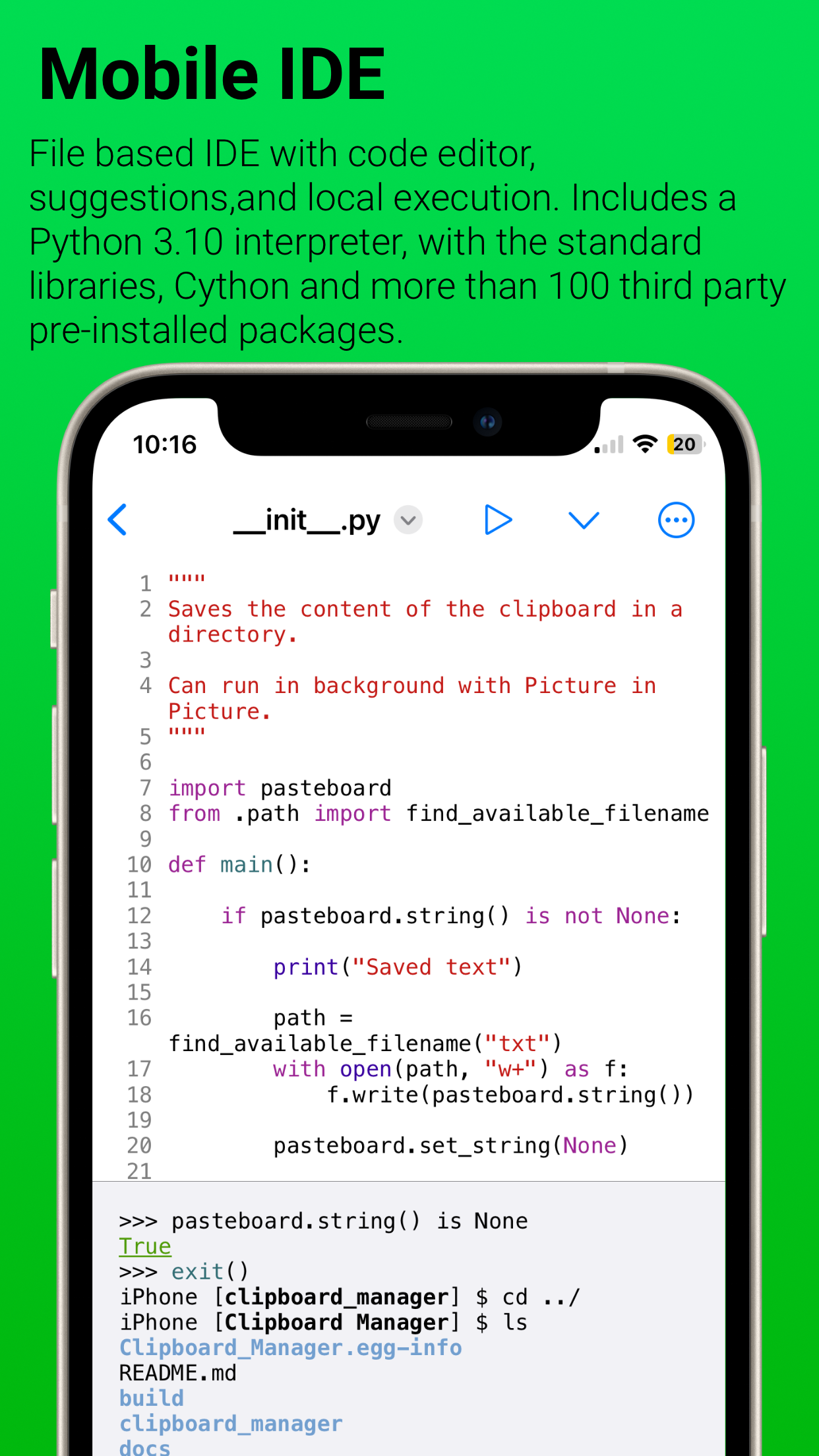 Pyto IDE screenshot 1