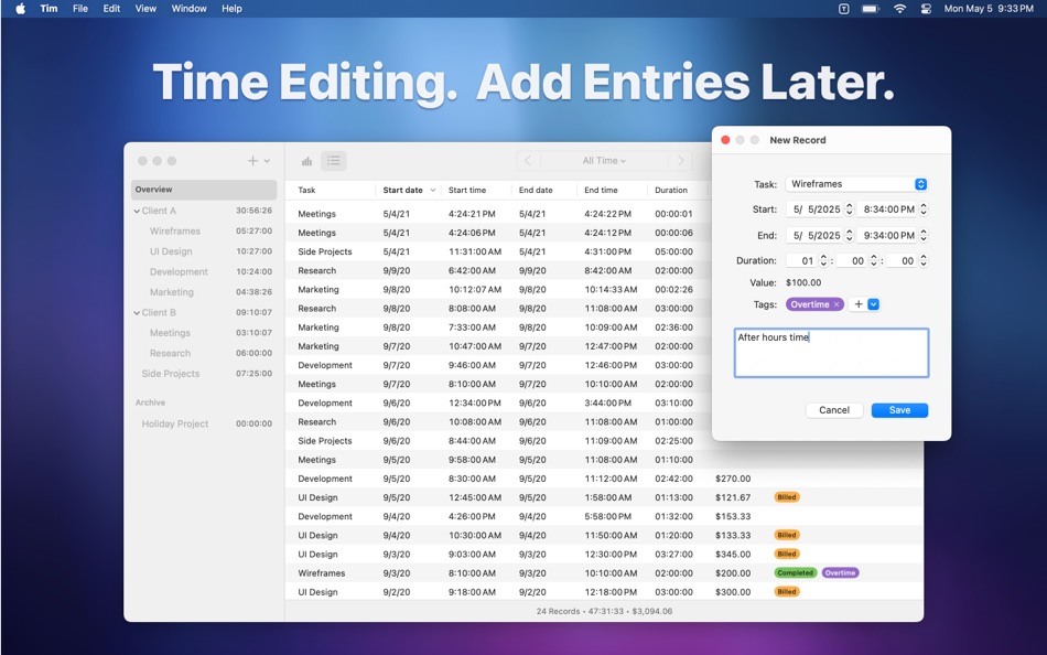 #4. Tim ∙ Time Tracker (macOS) 由: Neat Software Co.