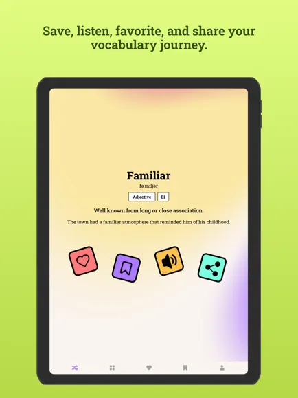 Save, listen, favorite words