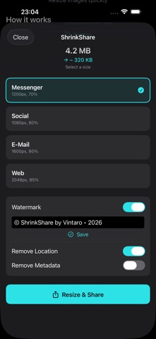 ShrinkShare by Vintaro screenshot