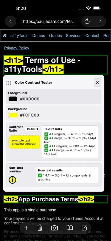 a11yTools - Web Accessibility screenshot 10 of 10