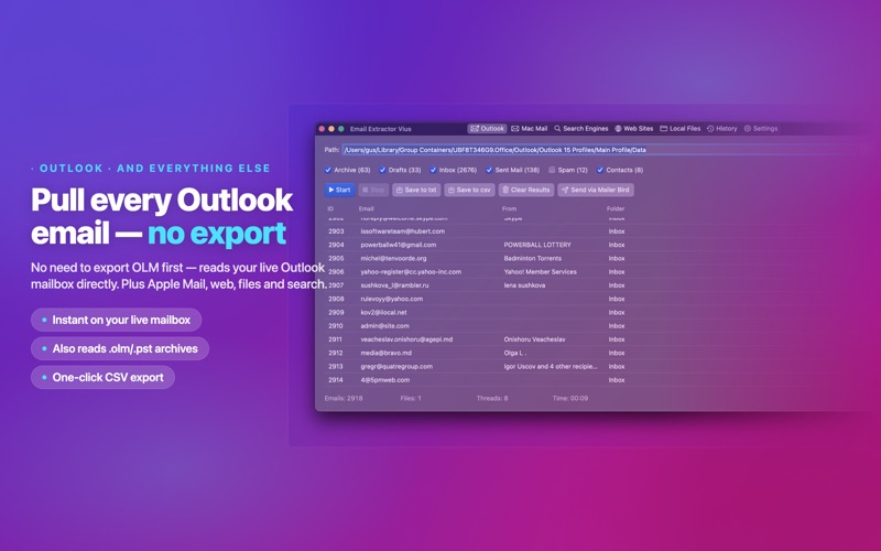 Screenshot #1 pour Email Extractor Vius