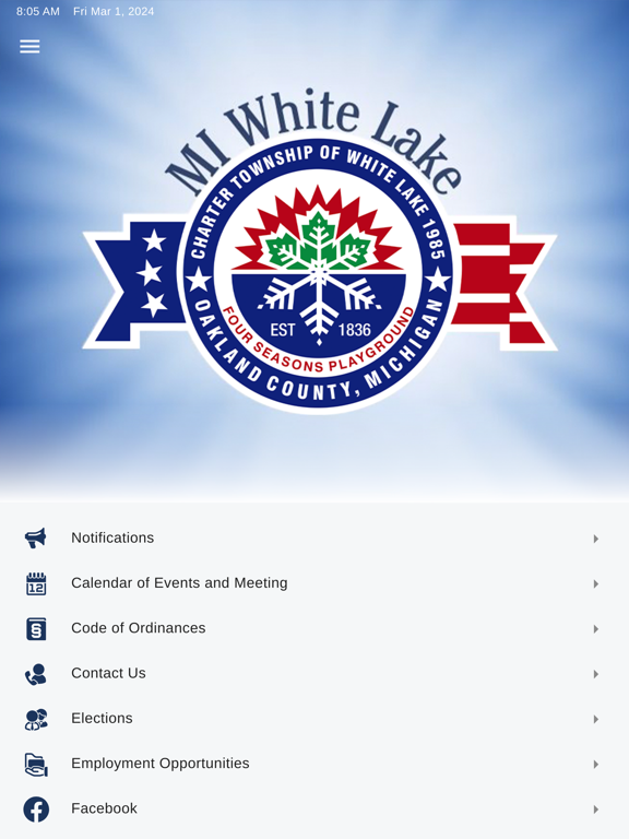 MI White Lake iPad screenshot 1 - Utilities app
