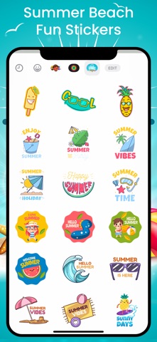 Summer Beach Fun Stickers iPhone screenshot