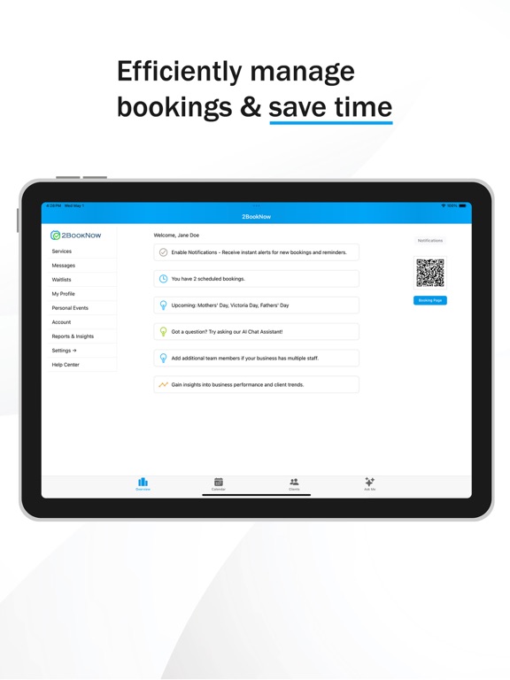 2BookNow Appointment Scheduler iPad screenshot 1 - Business app