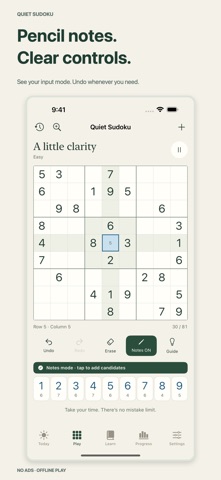Quiet Sudoku: Classic Puzzles screenshot 3