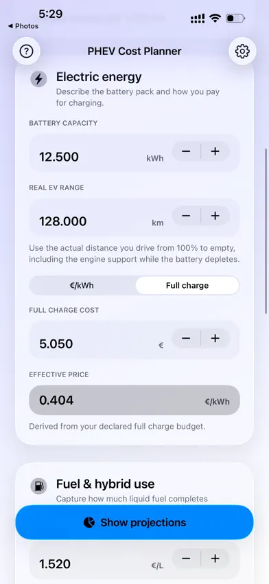 PHEV Savings screenshot 5