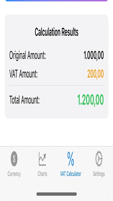 MultiCurrencyVAT app screenshot
