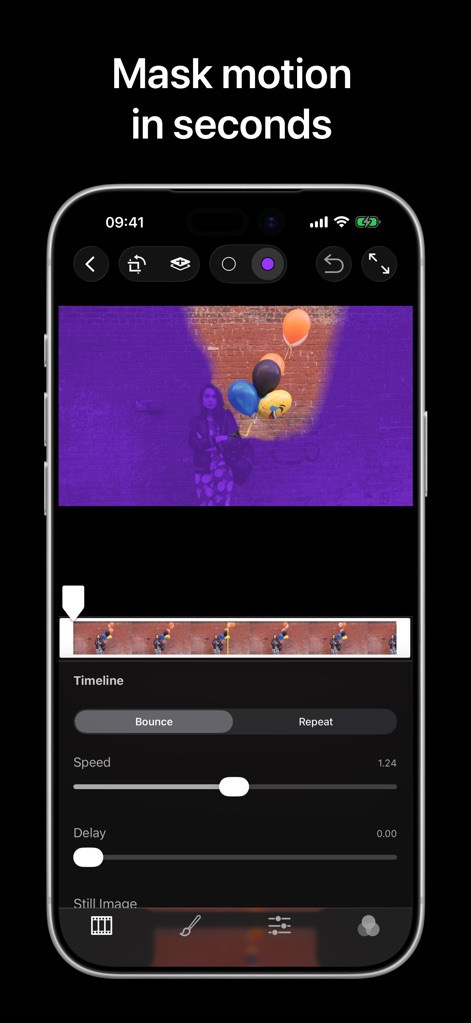 Cinemagraph Pro - Discover how the app's intuitive interface allows for magical live masking and offers fine-tuned speed and delay adjustments for dynamic motion.