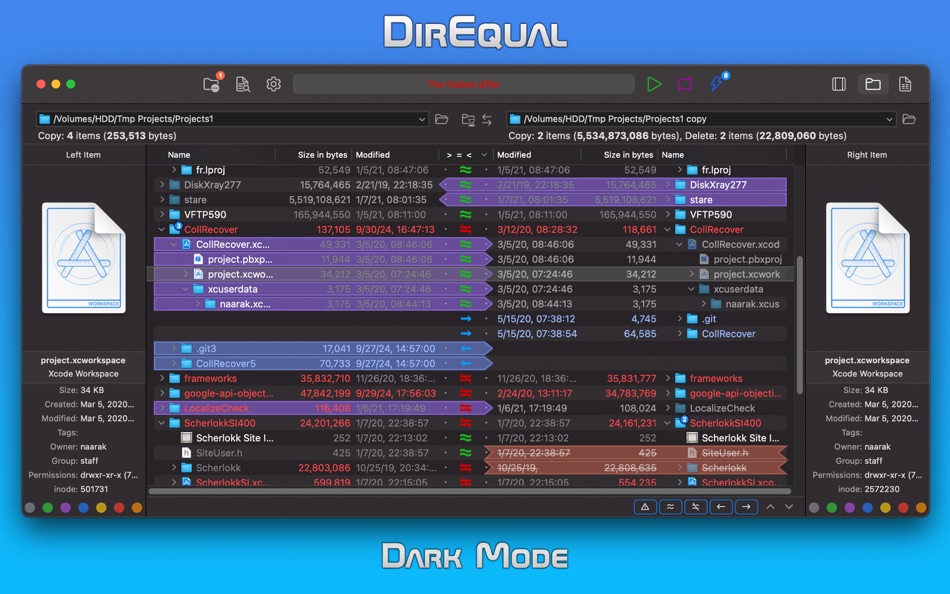 #5. DirEqual (macOS) 由: Grzegorz Staszczyk