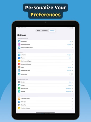 Water Reminder - HydraKit iPad screenshot