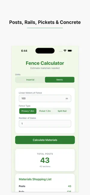 Fence Calculator: Materials screenshot 3