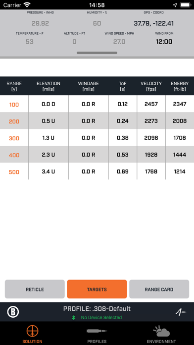 Bushnell Ballistics Screenshot