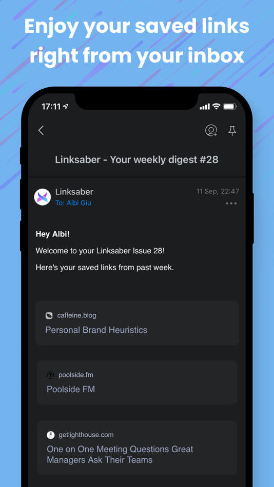 #4. Linksaber: Read-later to Inbox (iOS) 由: Nicholas Moszynski