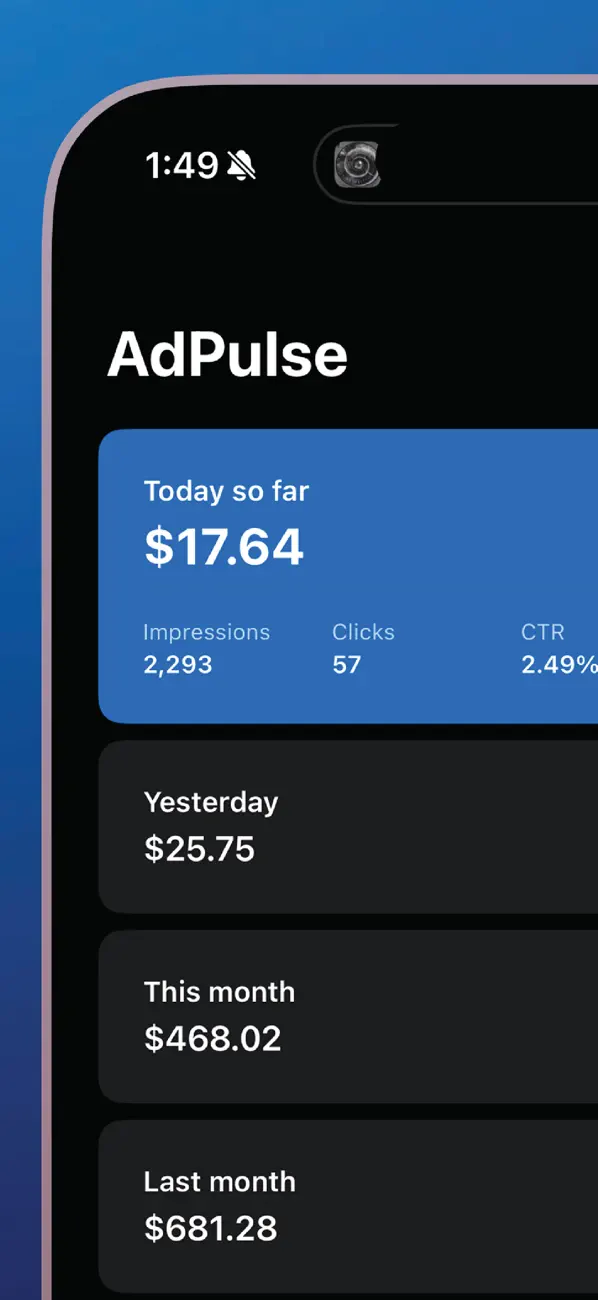 Screenshot #1 pour AdPulse for Adsense