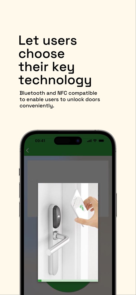 JustIN Mobile - This image highlights the flexibility of access technology, showing both a physical card and the app's digital key interface interacting with a smart door lock.