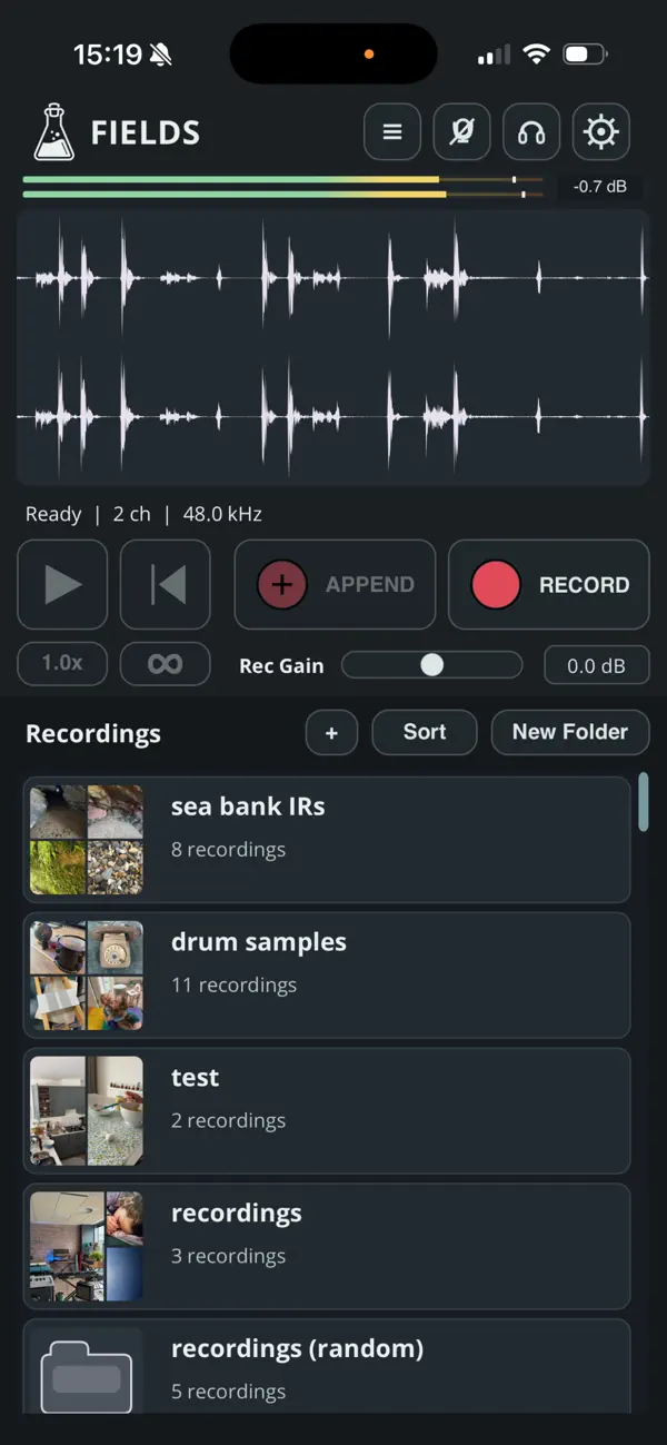 Screenshot #1 pour Fields - Audio Recorder