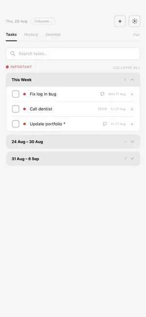 Tickweek screenshot 2