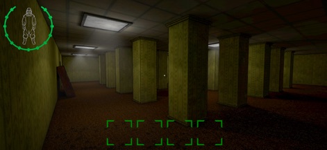 Backrooms Union Multiplayer - Experience the iconic, disorienting endlessness of the Backrooms, featuring repetitive yellow wallpaper and a labyrinth of support pillars.