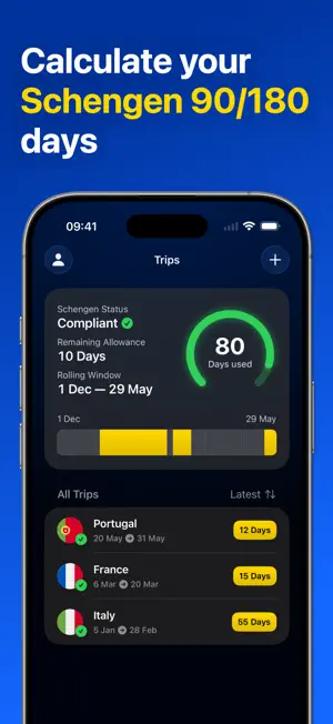 Schengen Calculator 90 180 screenshot 1