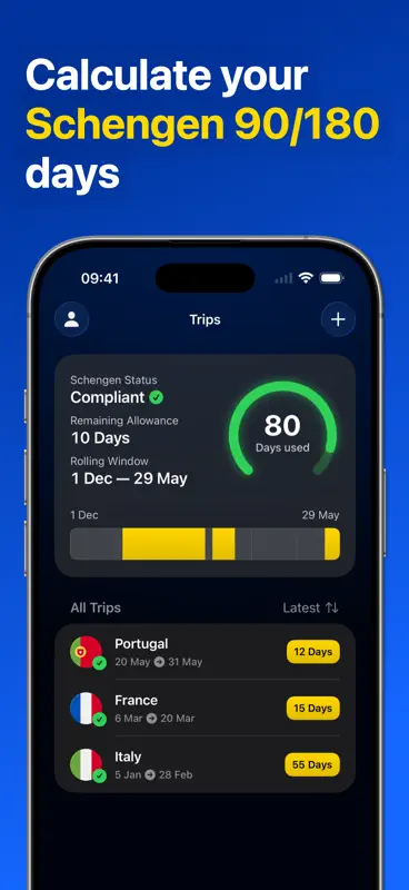 Schengen Calculator 90/180 screenshot 1 of 10