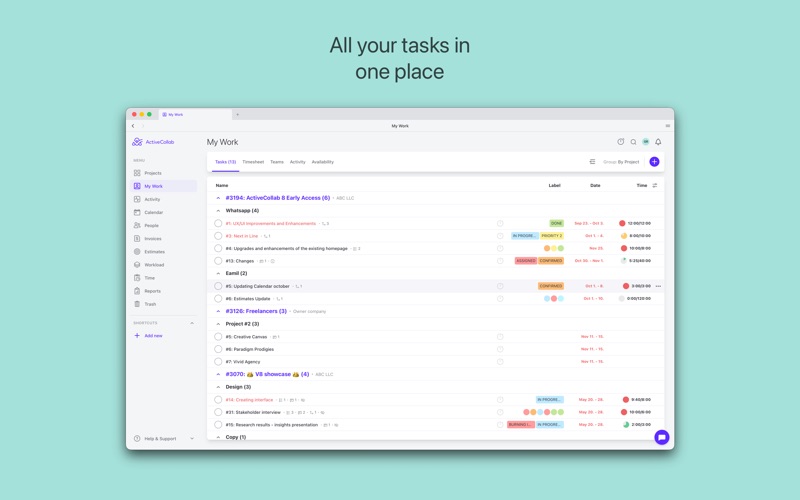 ActiveCollab: Projects screenshot