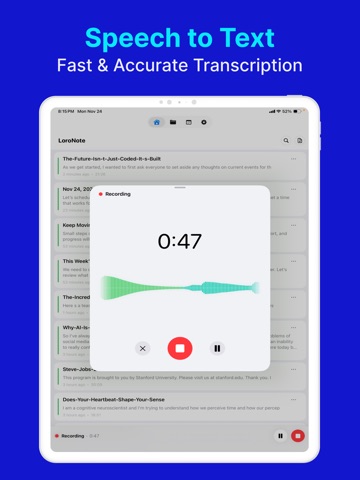 LoroNote - Speech to Text iPad screenshot