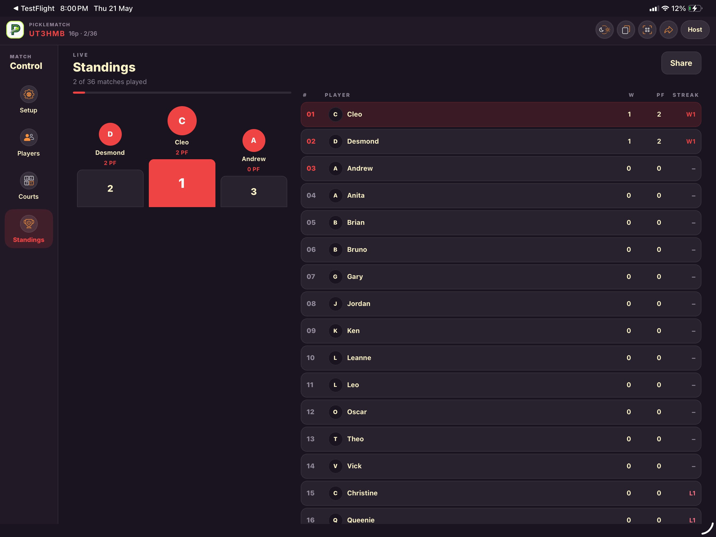 PickleMatch Scheduler