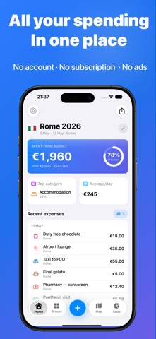 Travelet: Expenses & Split Screenshot 1 of 5