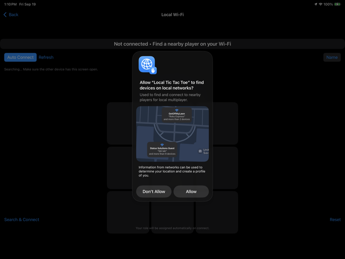 Local Play Tic Tac Toe