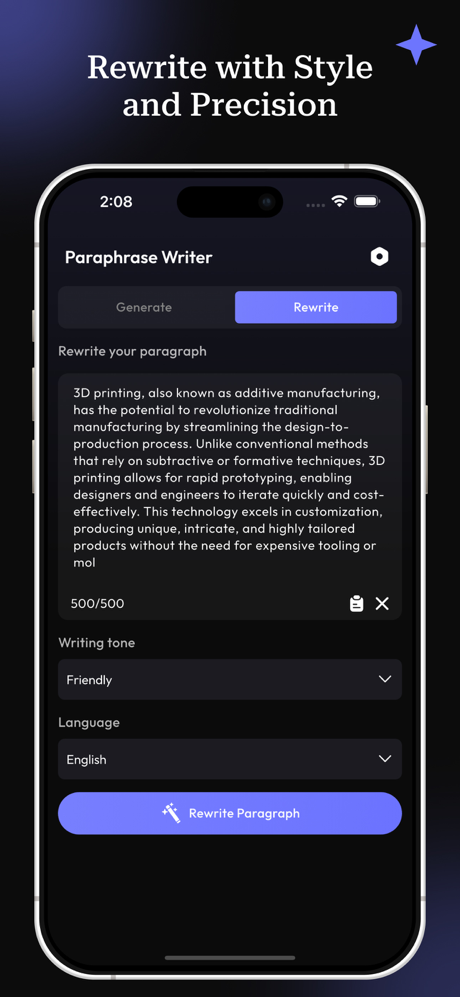 Paraphrase - AI Reword Writer screenshot 3