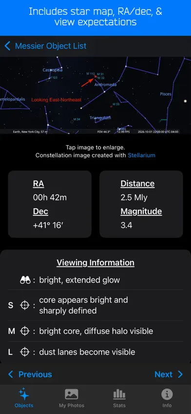 Messier Journal screenshot 3