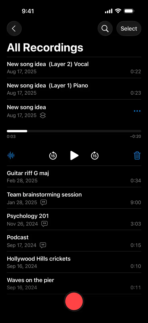 Sprachmemos iPhone App Screenshot 1 – Dienstprogramme