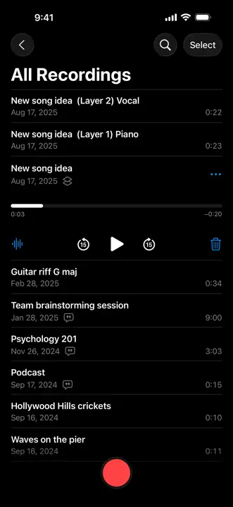 Voice Memos: Screenshot 1 von 6