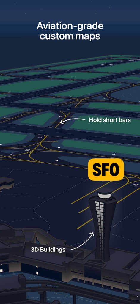 ATC - Live Air Traffic Radio - このアプリは、ホールドショートバーやリアルな3D空港建物など、航空グレードのカスタムマップで空港の詳細な視覚化を実現します。