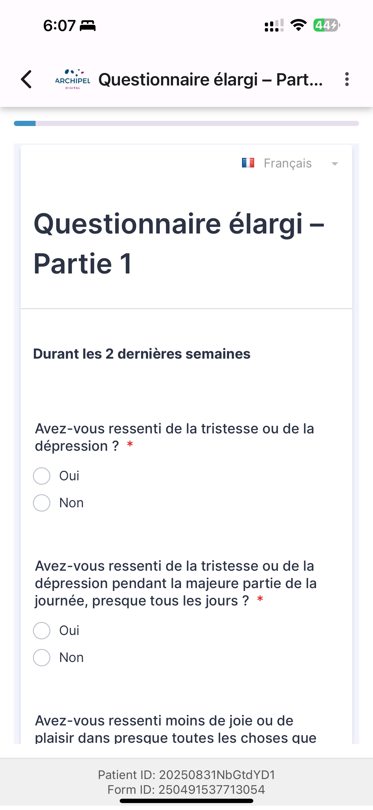 Evaluation psychométrique