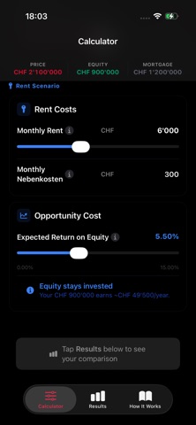 Buy vs Rent CH screenshot